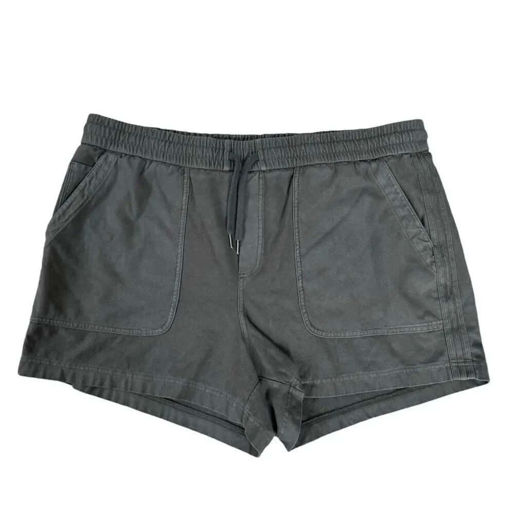 ATHLETA Women's Farallon Short dark olive Green Tie Waist Sz 20 cotton stretch